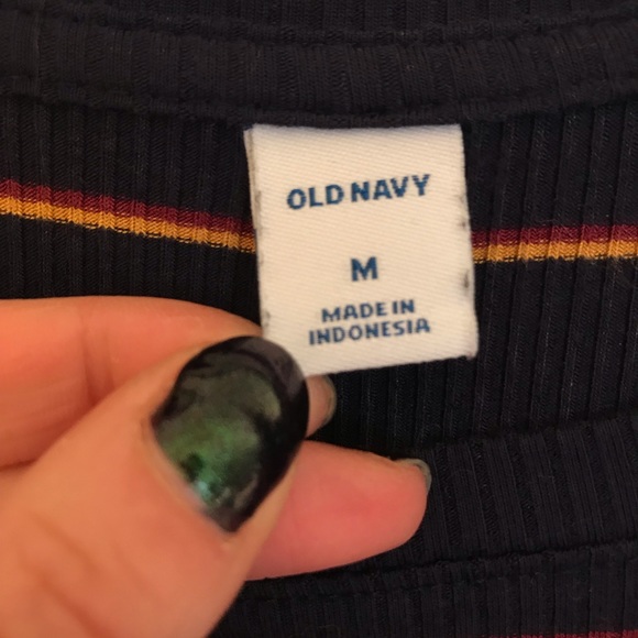 Old Navy Horizontal Stripe Navy, Gold, and Maroon Dress, Size Medium - Picture 3 of 4